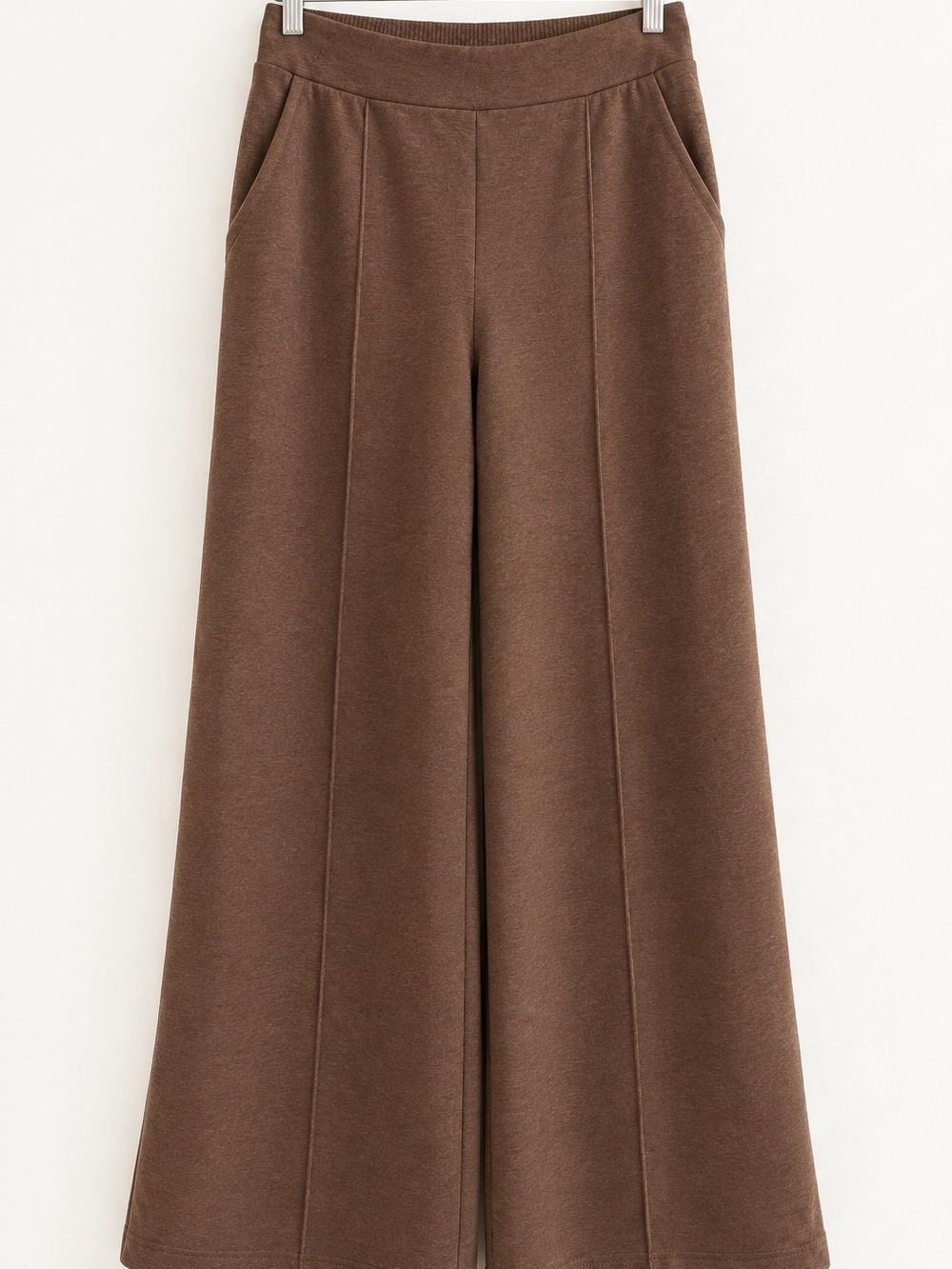 Wide-Leg Pull-On Pants in Chocolate Brown